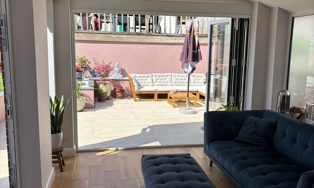 Gable End Conservatories Plymouth - Interior of Conservatory with Open Doors - Crownhill Conservatories Ltd Gable End Conservatories Plymouth - Interior of Conservatory with Open Doors - Crownhill Conservatories Ltd